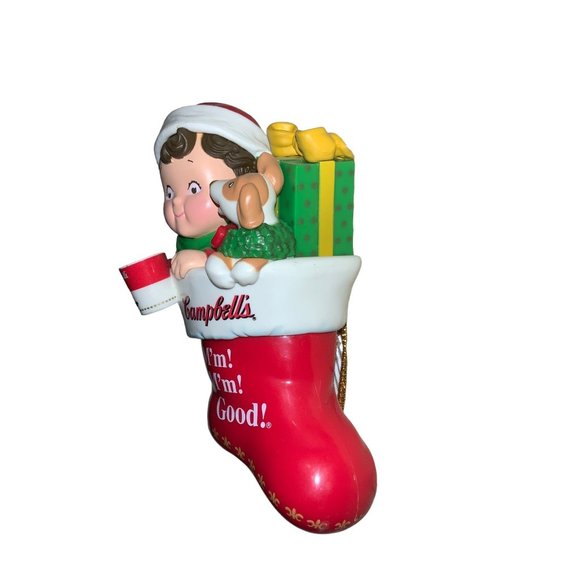 Campbell Soup Christmas Ornament 2001 Kid In Stocking Collectible - Picture 3 of 7